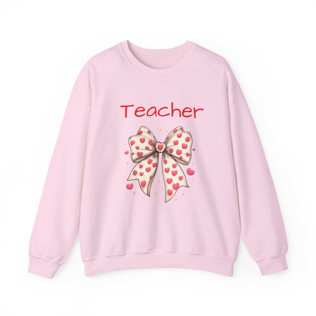 Teacher Bow Sweatshirt - Cute Heart Print Teacher Crewneck