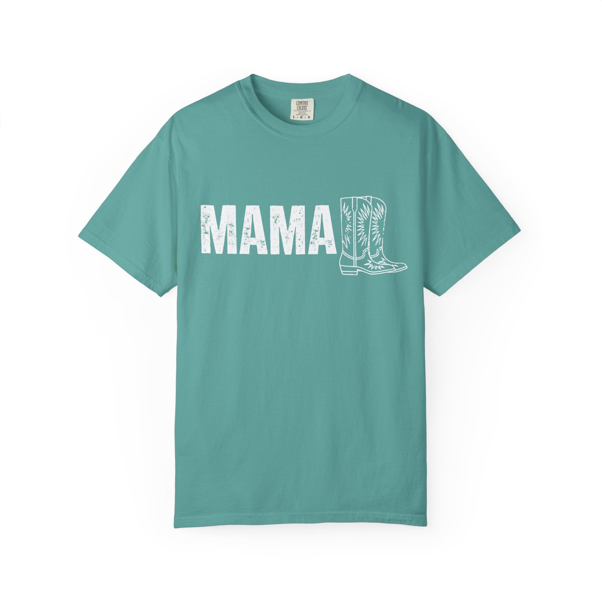 Mama Cowboy Boots T-Shirt — Rustic Western Mom Graphic Tee