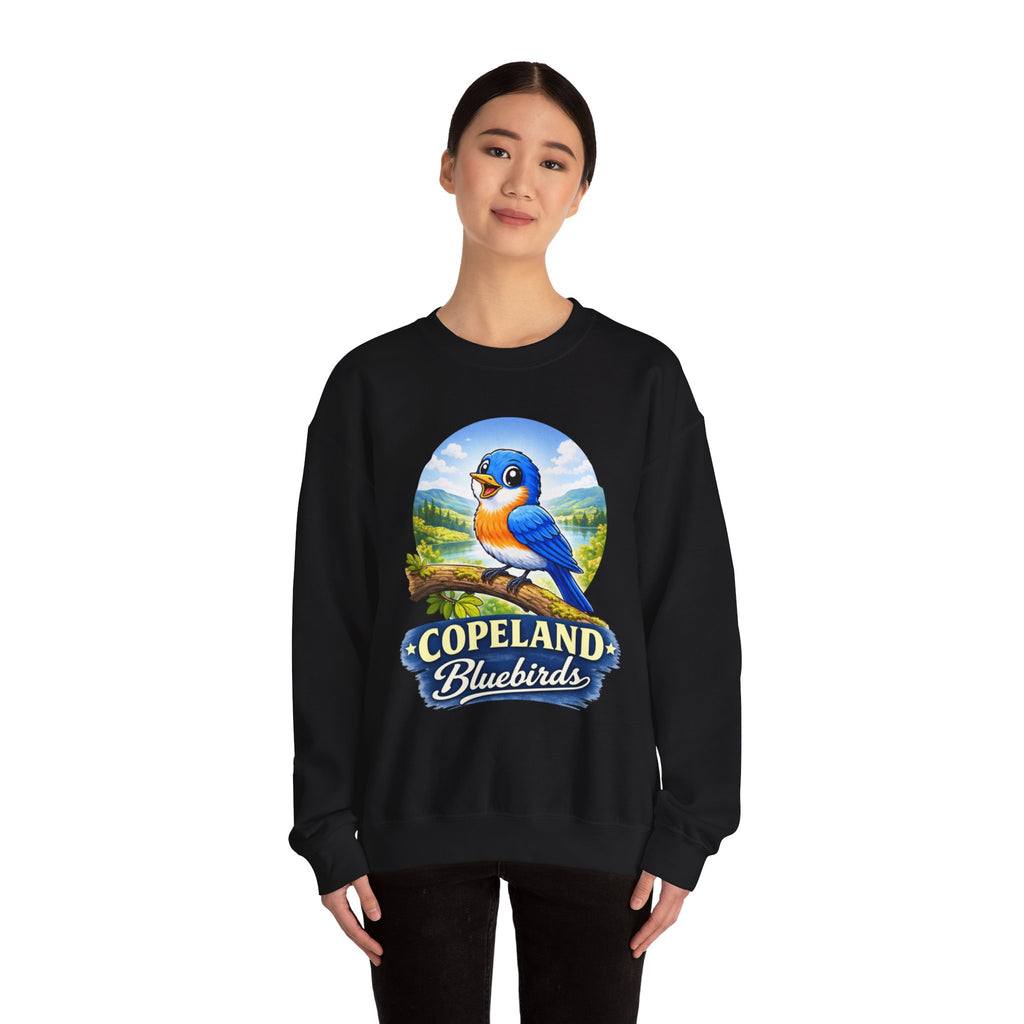 Bluebird Crewneck Sweatshirt — Copeland Bluebirds Vintage School Mascot Design