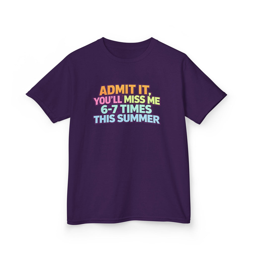 Kids Tee - "Admit It You'll Miss Me 6-7 Times This Summer" Retro Rainbow Graphic