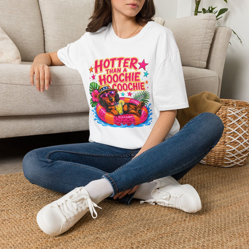 T-Shirt — "Hotter Than A Hoochie Coochie" Bright Retro Summer Graphic