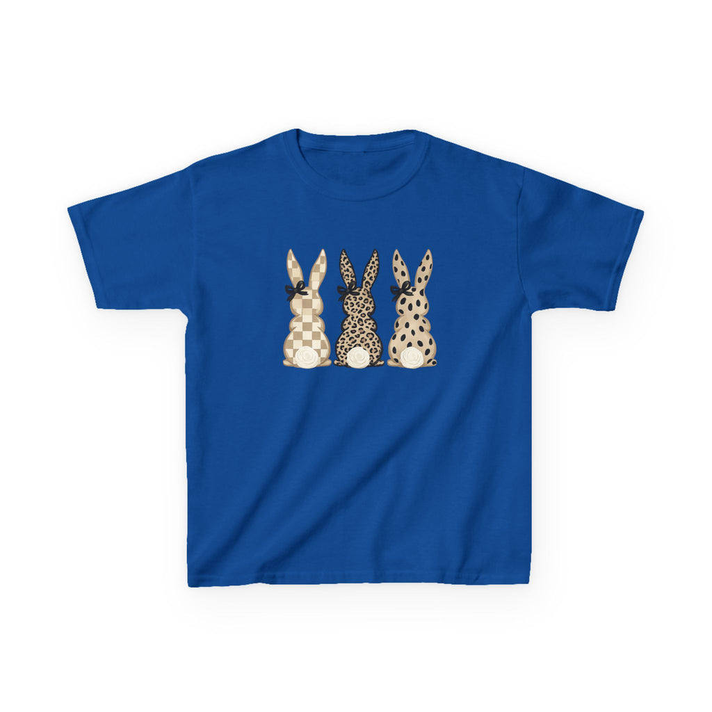 Kids Bunny Trio Tee — Neutral Patterned Easter Rabbit Shirt