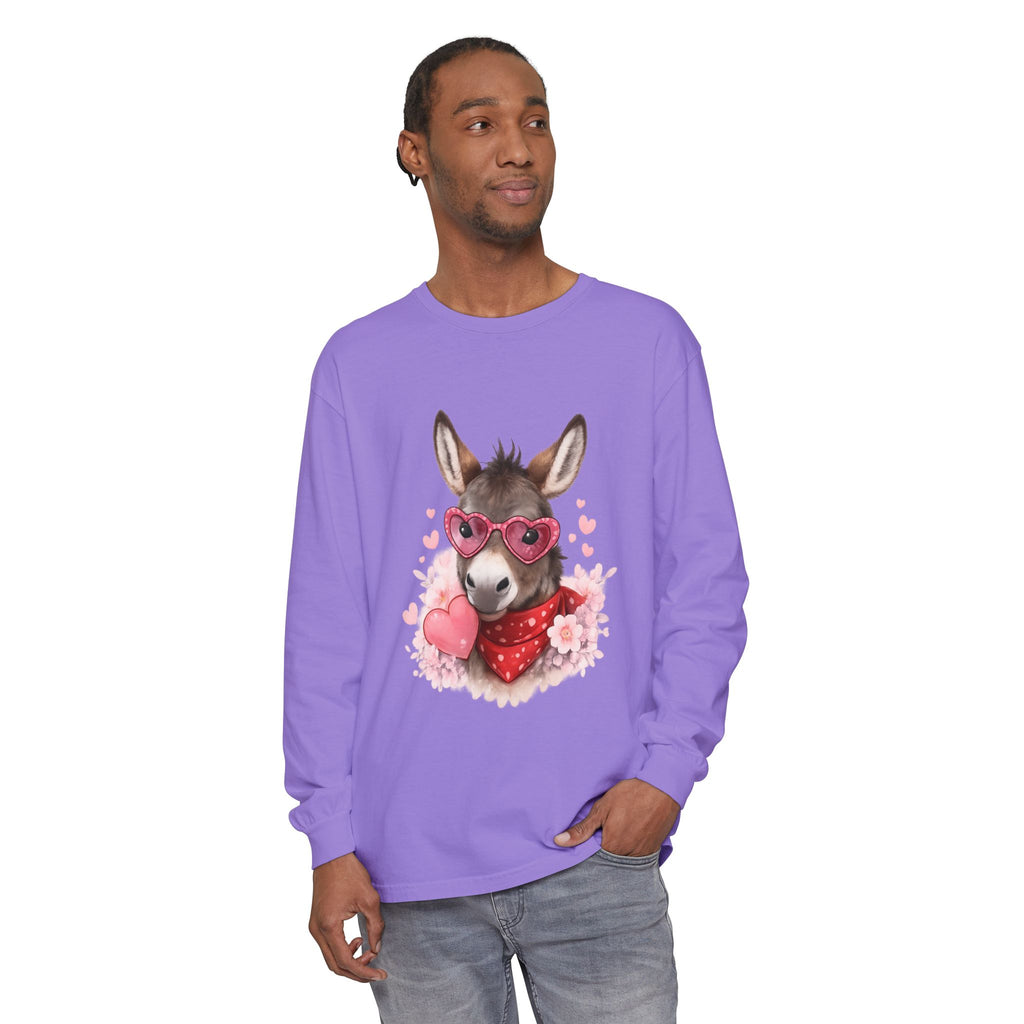 Donkey with Heart Sunglasses Long Sleeve Tee