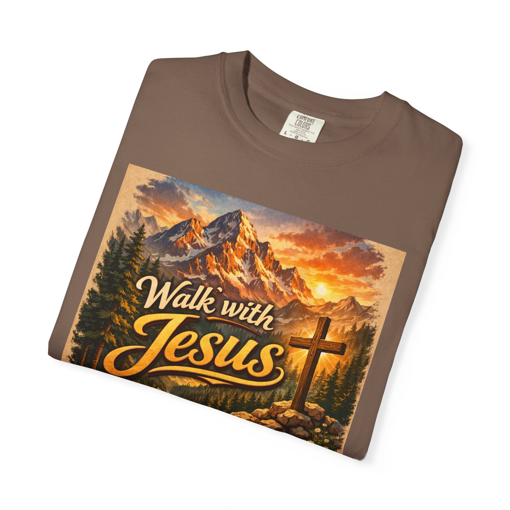 Walk with Jesus T-Shirt — Christian Faith Mountain Cross Tee