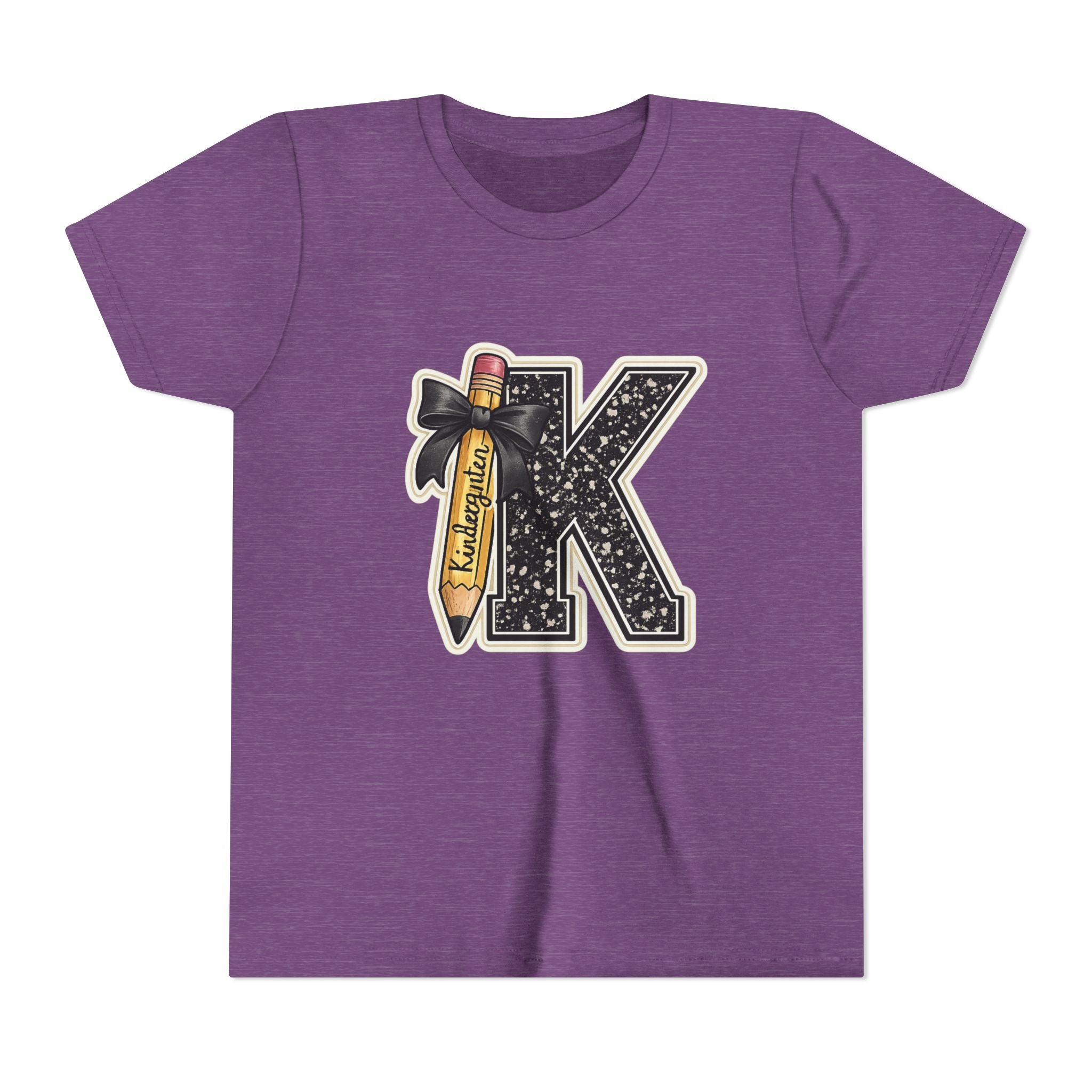 Youth K Monogram Pencil Tee — Kids Initial Letter K School Shirt