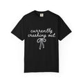 White Garment-Dyed T-Shirt — Minimal Ribbon Graphic Tee
