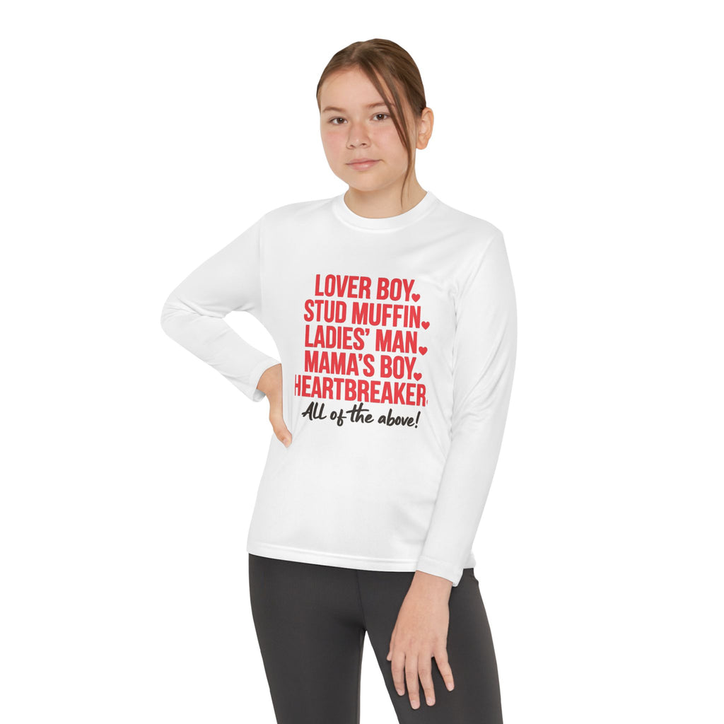 Youth Long Sleeve Tee - "Lover Boy, Stud Muffin...All of the Above!" Graphic