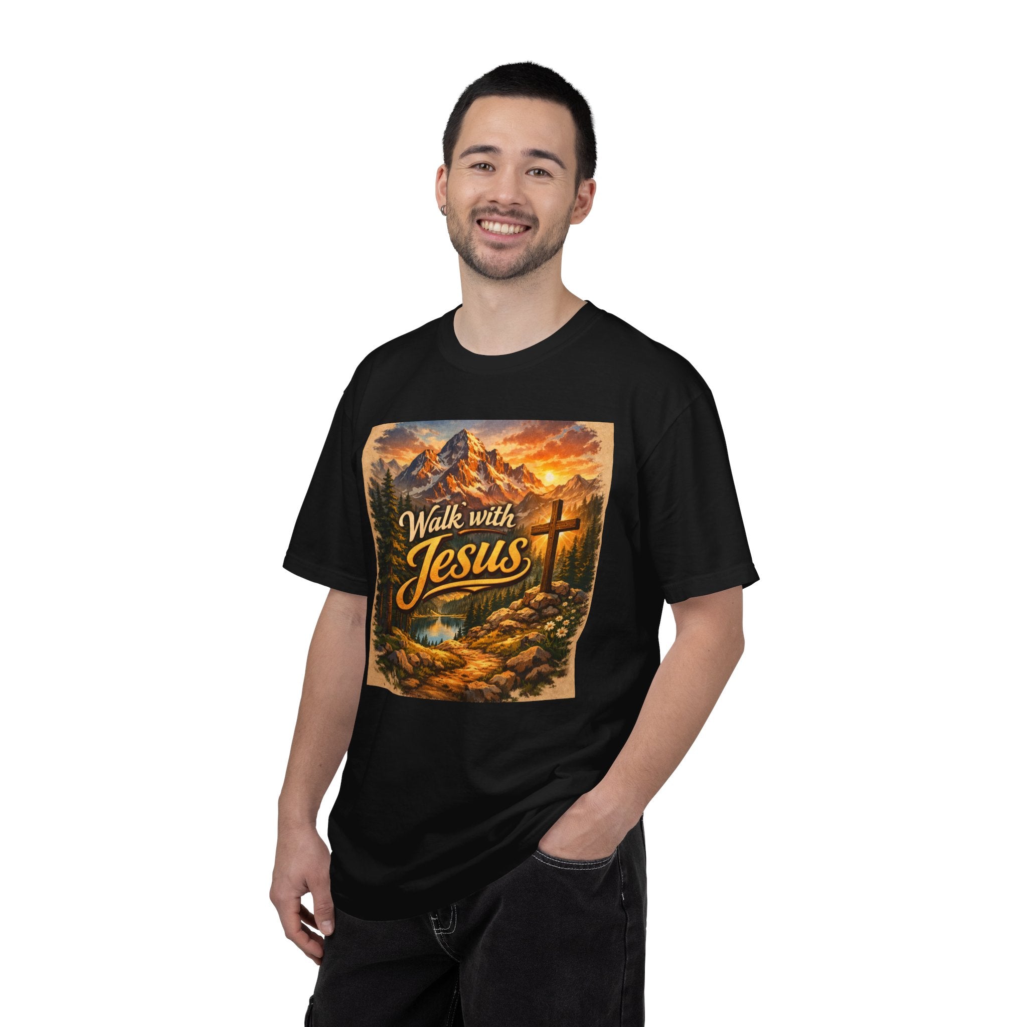 Walk with Jesus T-Shirt — Christian Faith Mountain Cross Tee