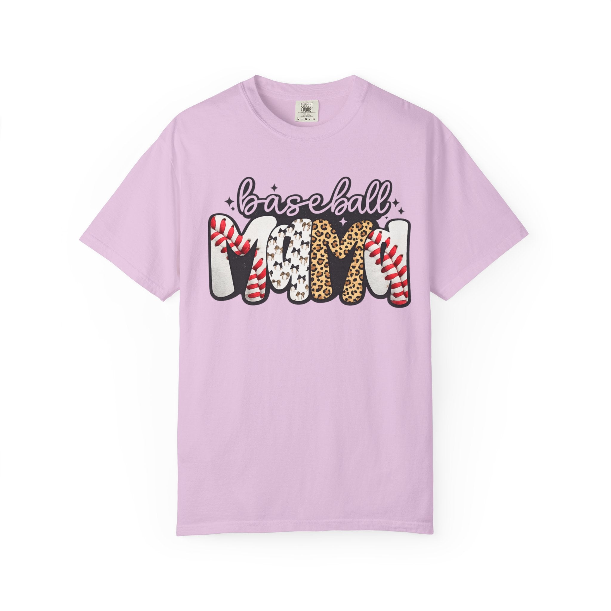 Baseball Mom T-Shirt — Leopard & Stitch Pattern Sports Tee