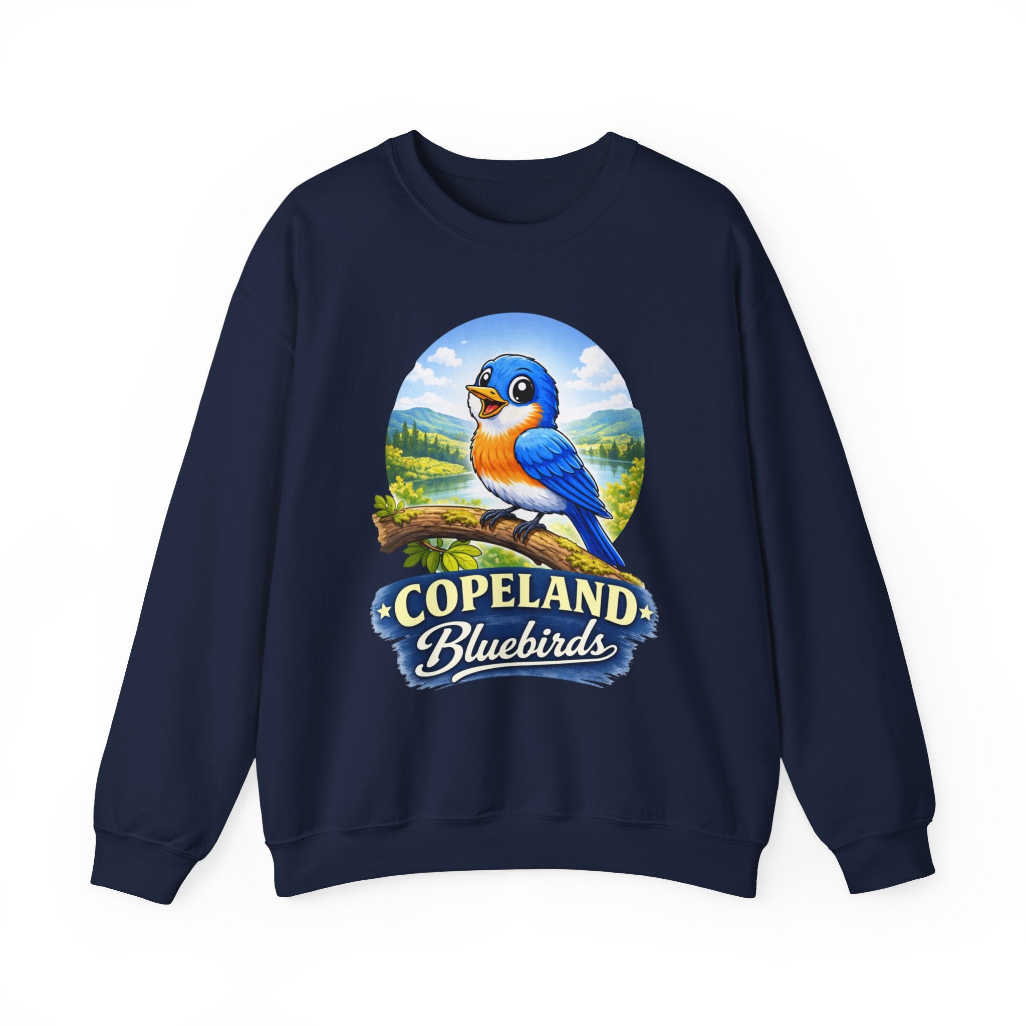 Bluebird Crewneck Sweatshirt — Copeland Bluebirds Vintage School Mascot Design