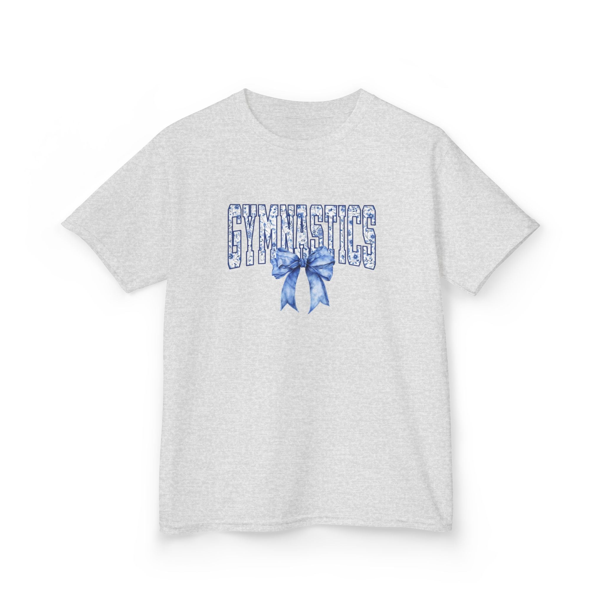 Gymnastics Kids Tee — Blue Bow Athletic Shirt for Girls
