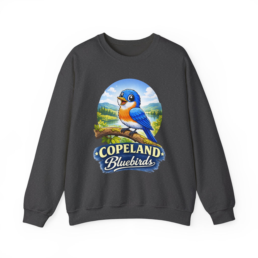 Bluebird Crewneck Sweatshirt — Copeland Bluebirds Vintage School Mascot Design