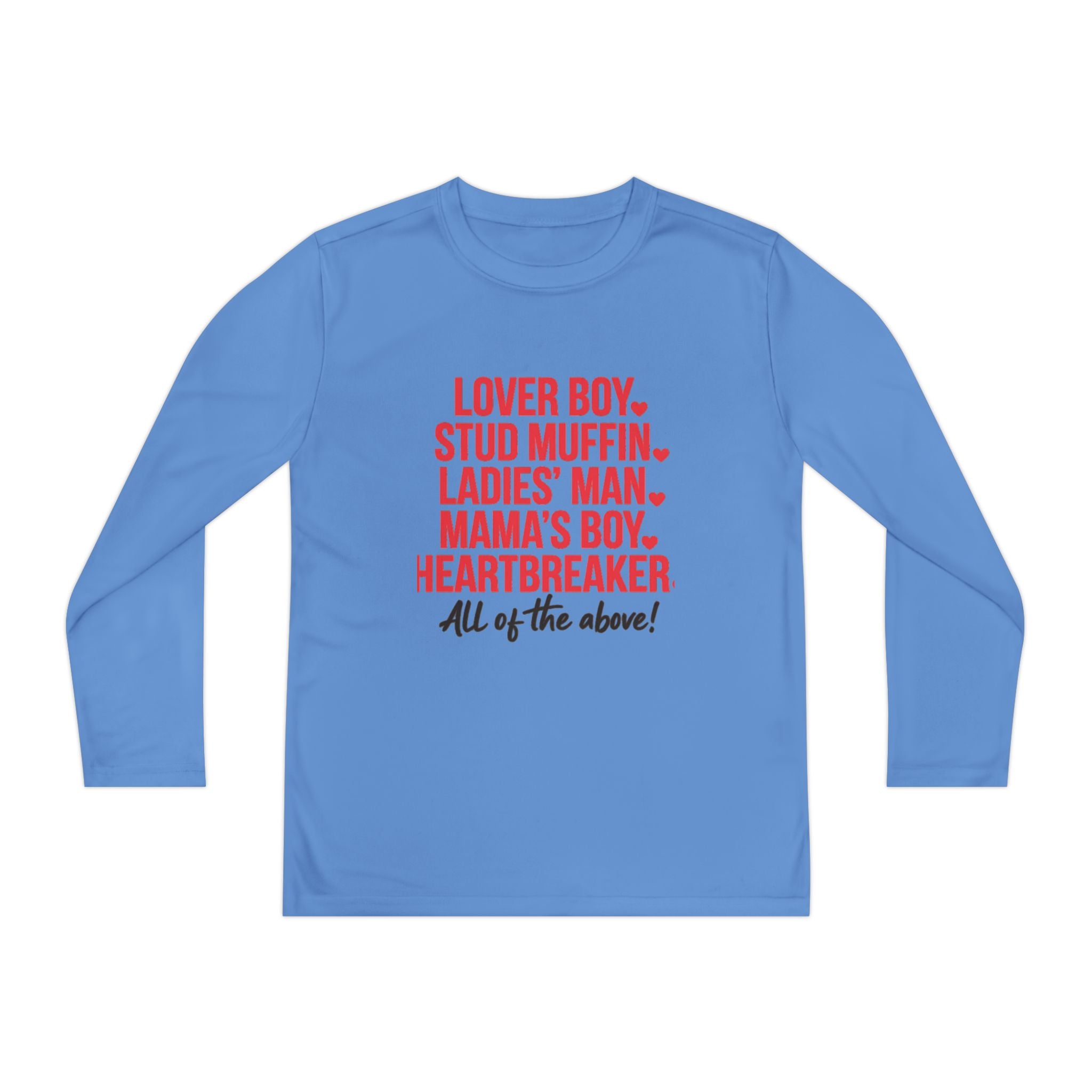 Youth Long Sleeve Tee - "Lover Boy, Stud Muffin...All of the Above!" Graphic
