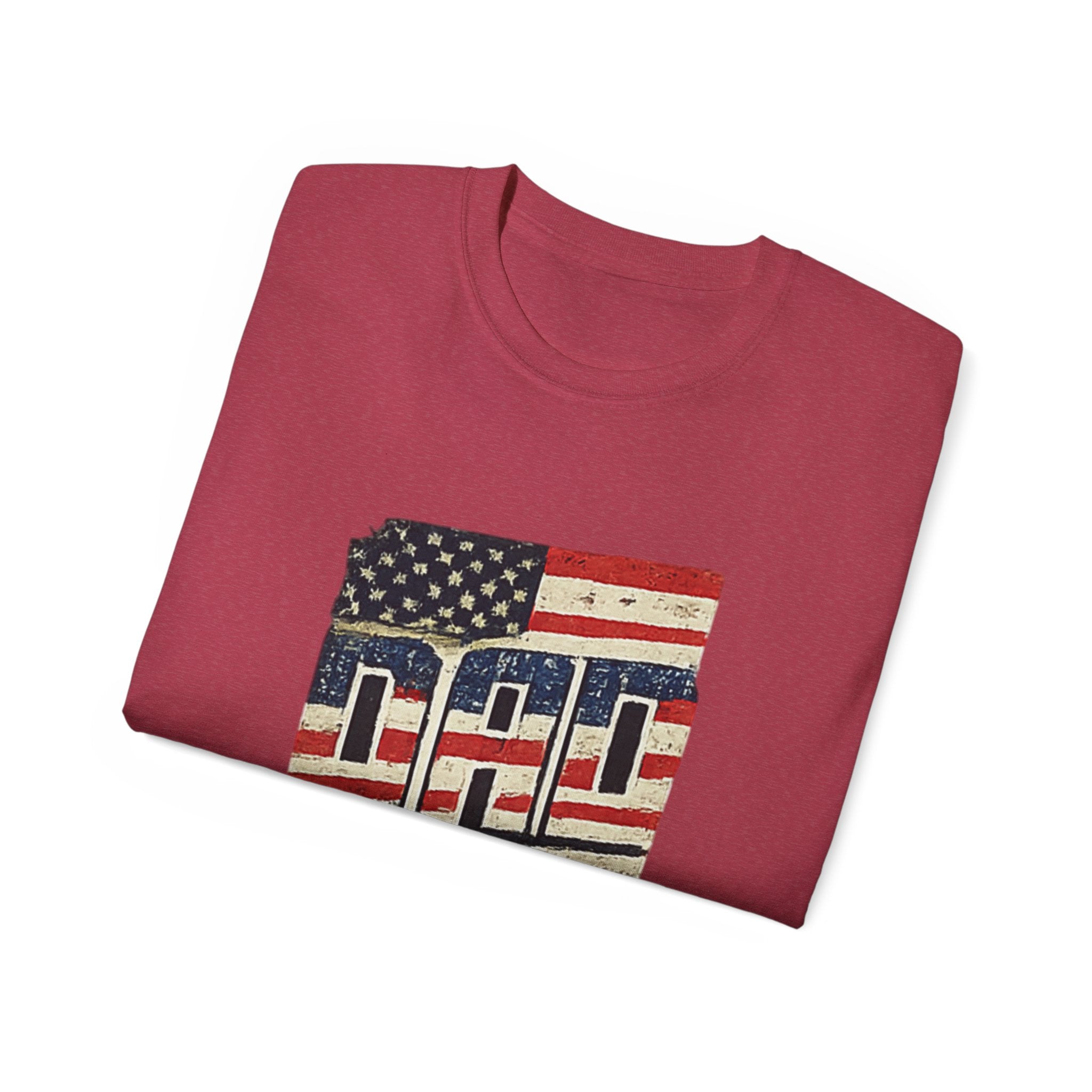 Patriotic Dad T-Shirt – Vintage American Flag 'DAD' Tee for Father’s Day