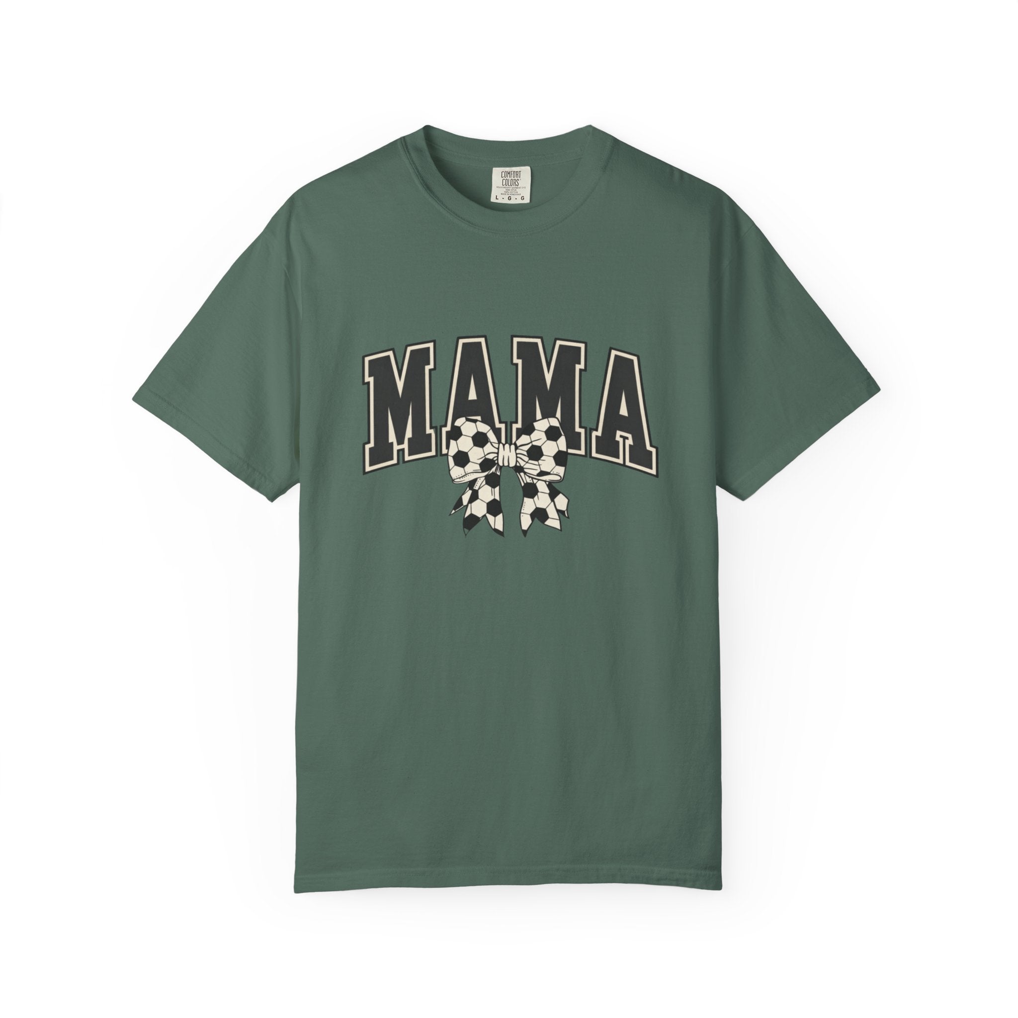 Mama Graphic T-Shirt — Retro Collegiate Letters with Polka Dot Bow