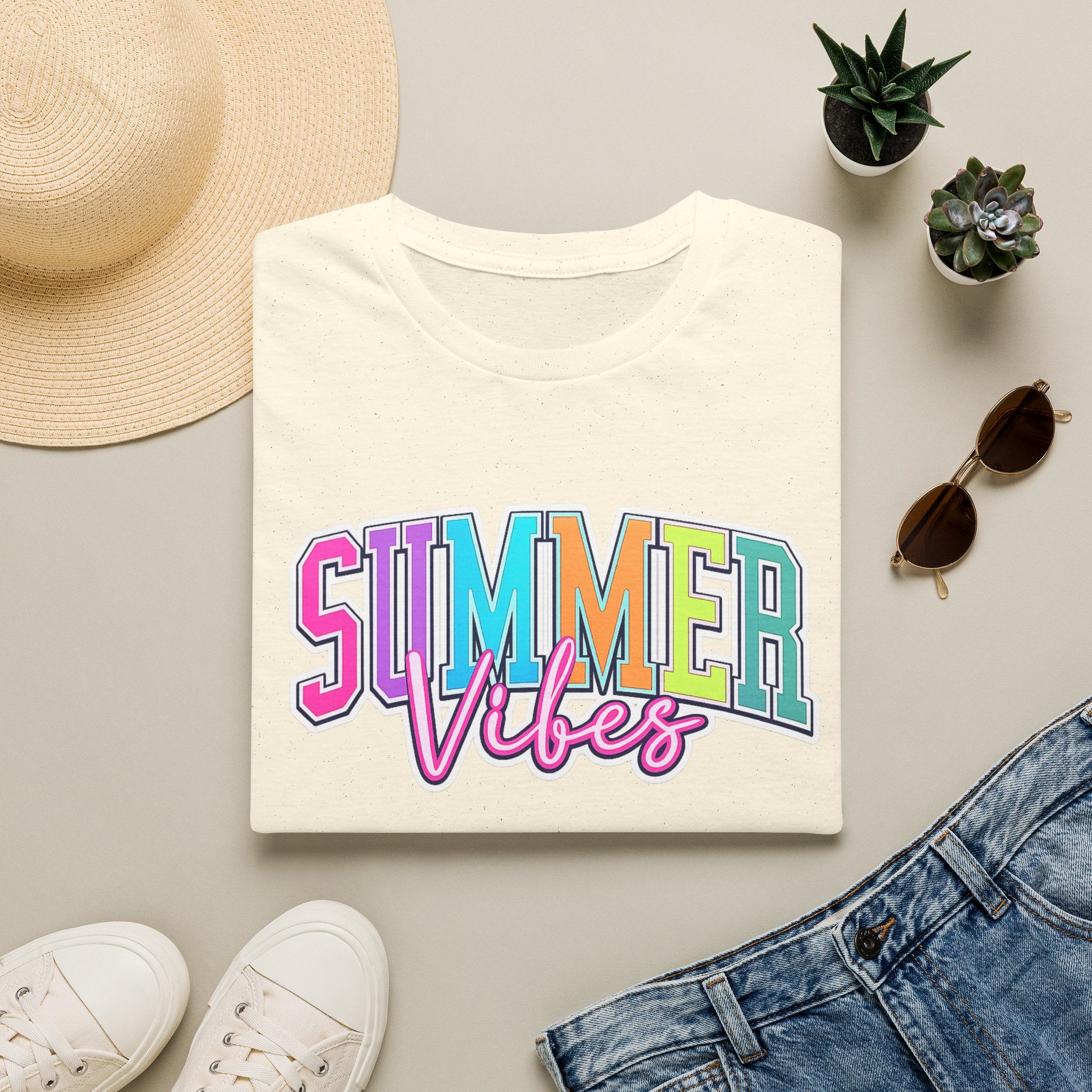 Summer Vibes T-Shirt — Colorful Retro Beach Graphic Tee