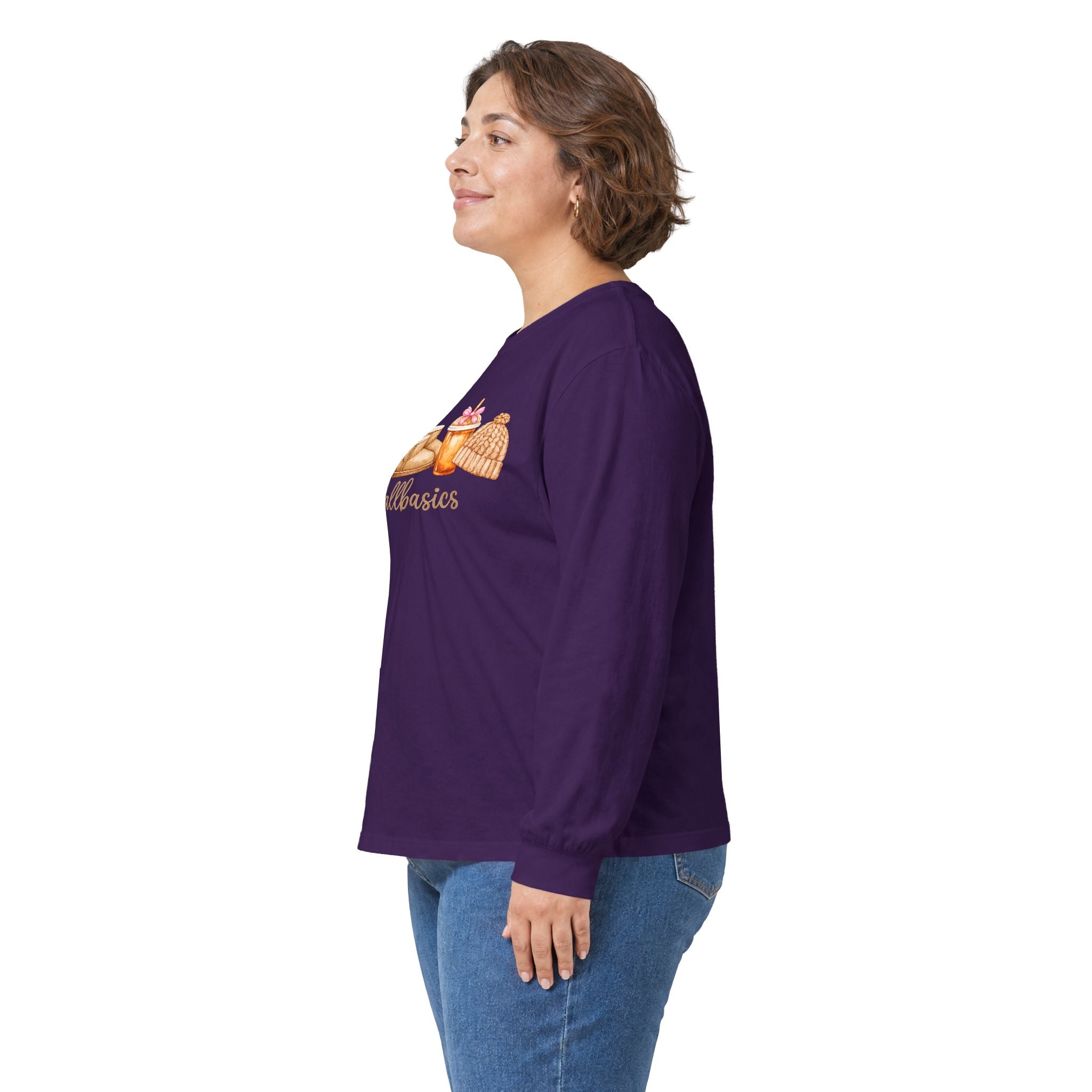 Long Sleeve Tee - Watercolor Pumpkins "#fallbasics" Fall Graphic