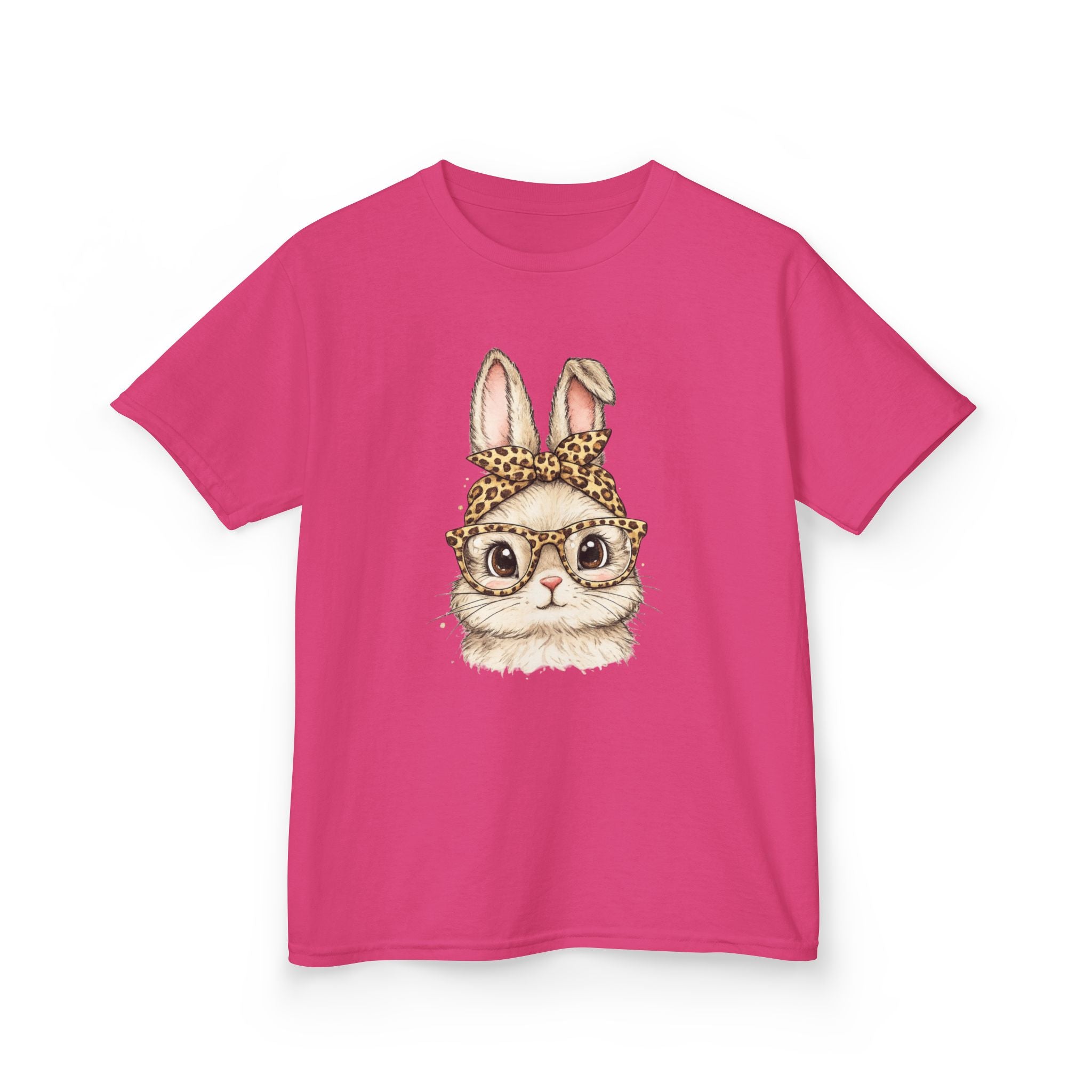 Kids Bunny with Glasses Tee — Cute Leopard Headband Rabbit Shirt for Children