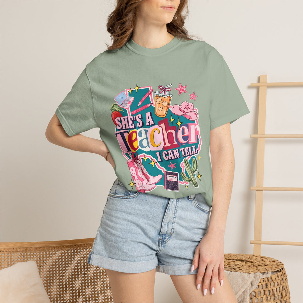 She's A Teacher I Can Tell T-Shirt — Cute Colorful Teacher Gift Tee