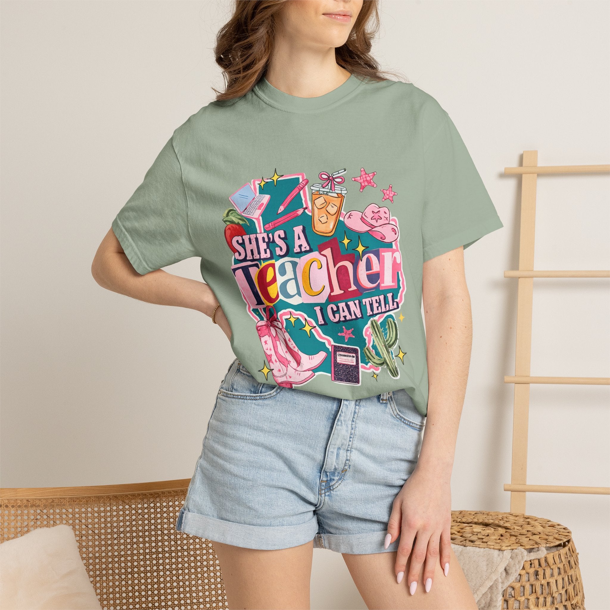 She's A Teacher I Can Tell T-Shirt — Cute Colorful Teacher Gift Tee