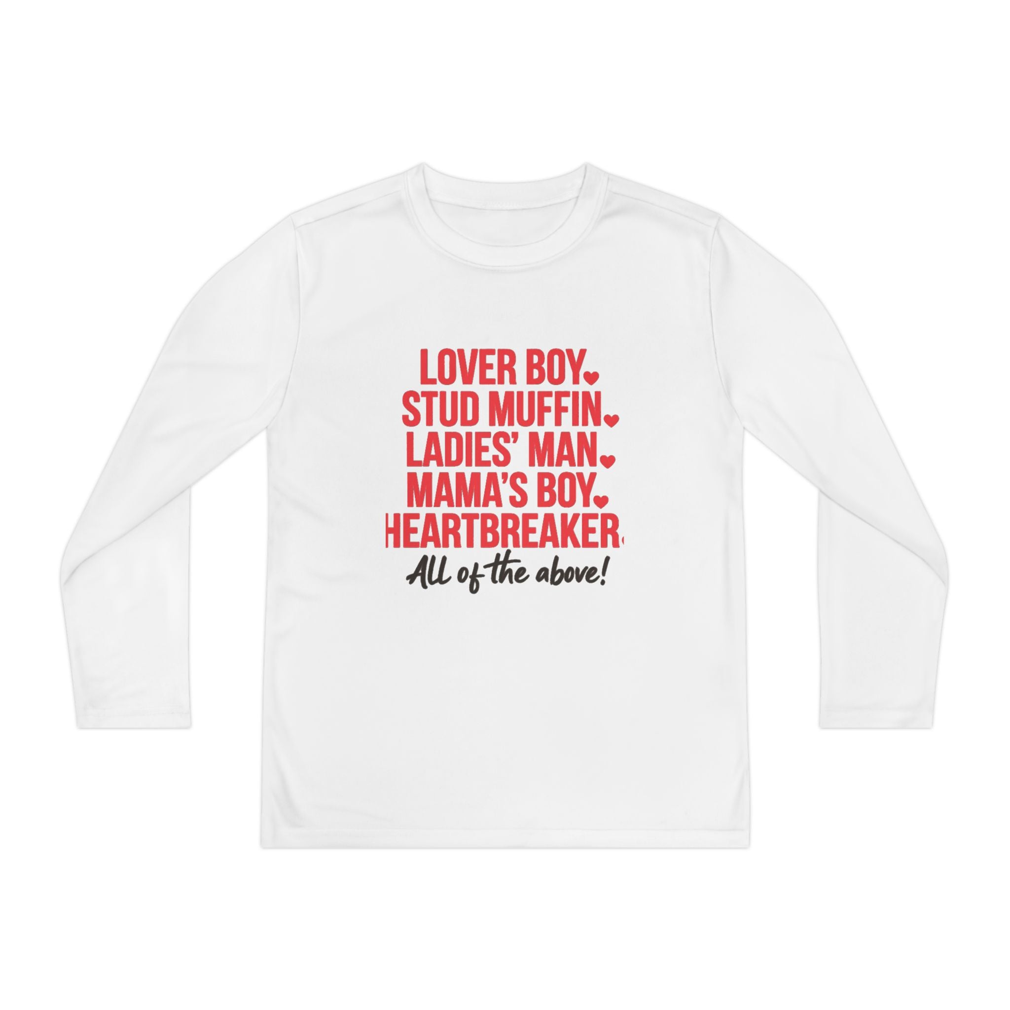 Youth Long Sleeve Tee - "Lover Boy, Stud Muffin...All of the Above!" Graphic