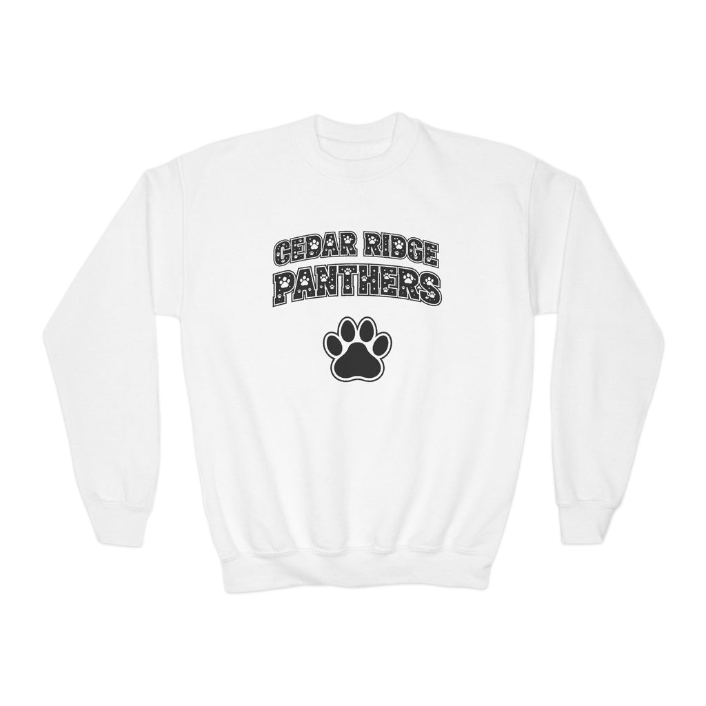Youth Crewneck Sweatshirt — Cedar Ridge Panthers Paw Logo