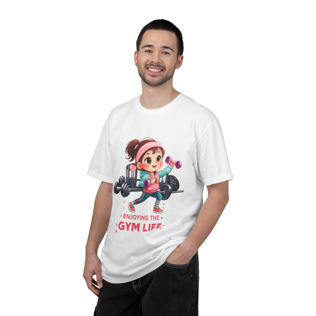 Gym Life T-Shirt — Cute Cartoon Weightlifting Tee ("Enjoying the Gym Life")