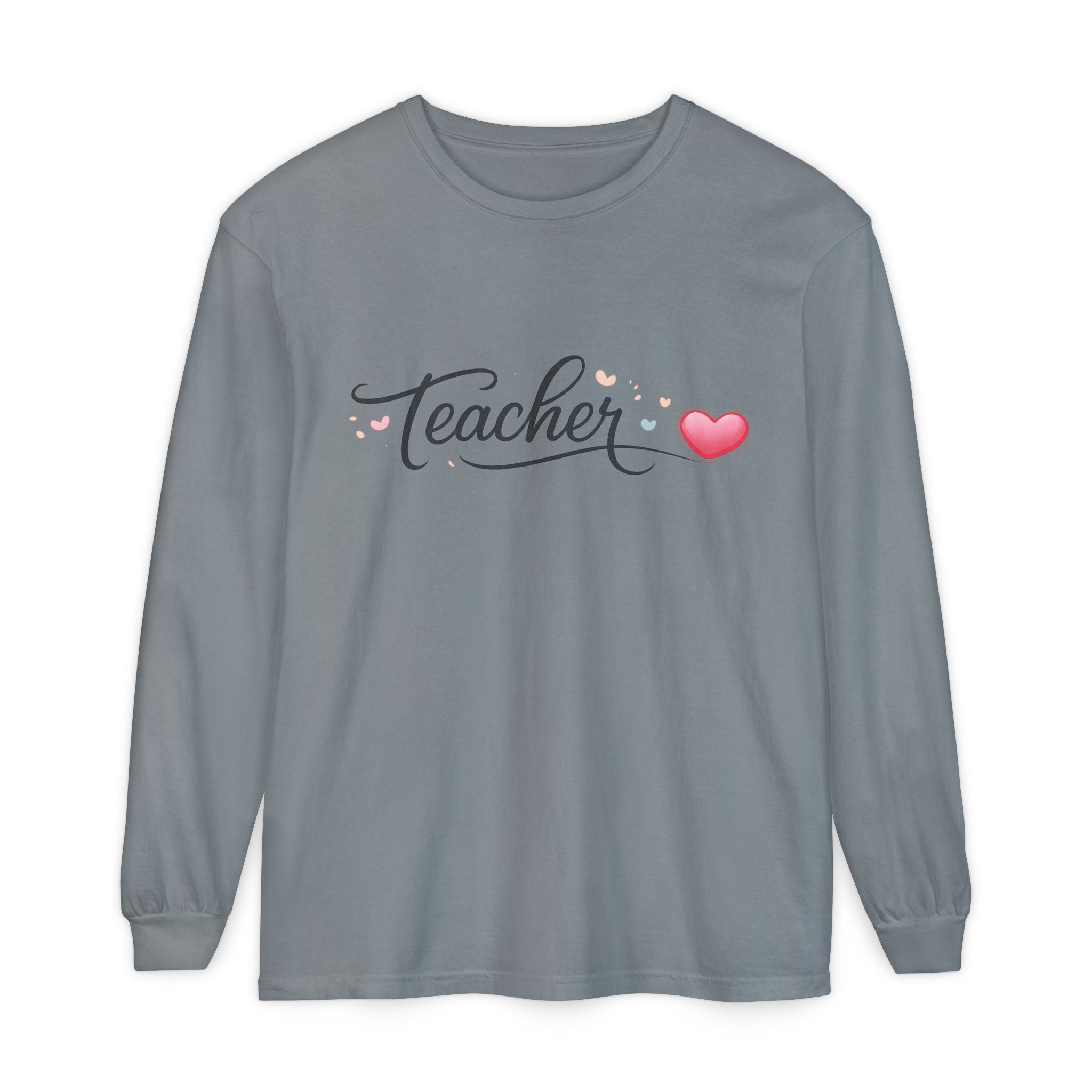 Teacher Long Sleeve T-Shirt — Minimal Script Teacher Tee, Back-to-School Gift