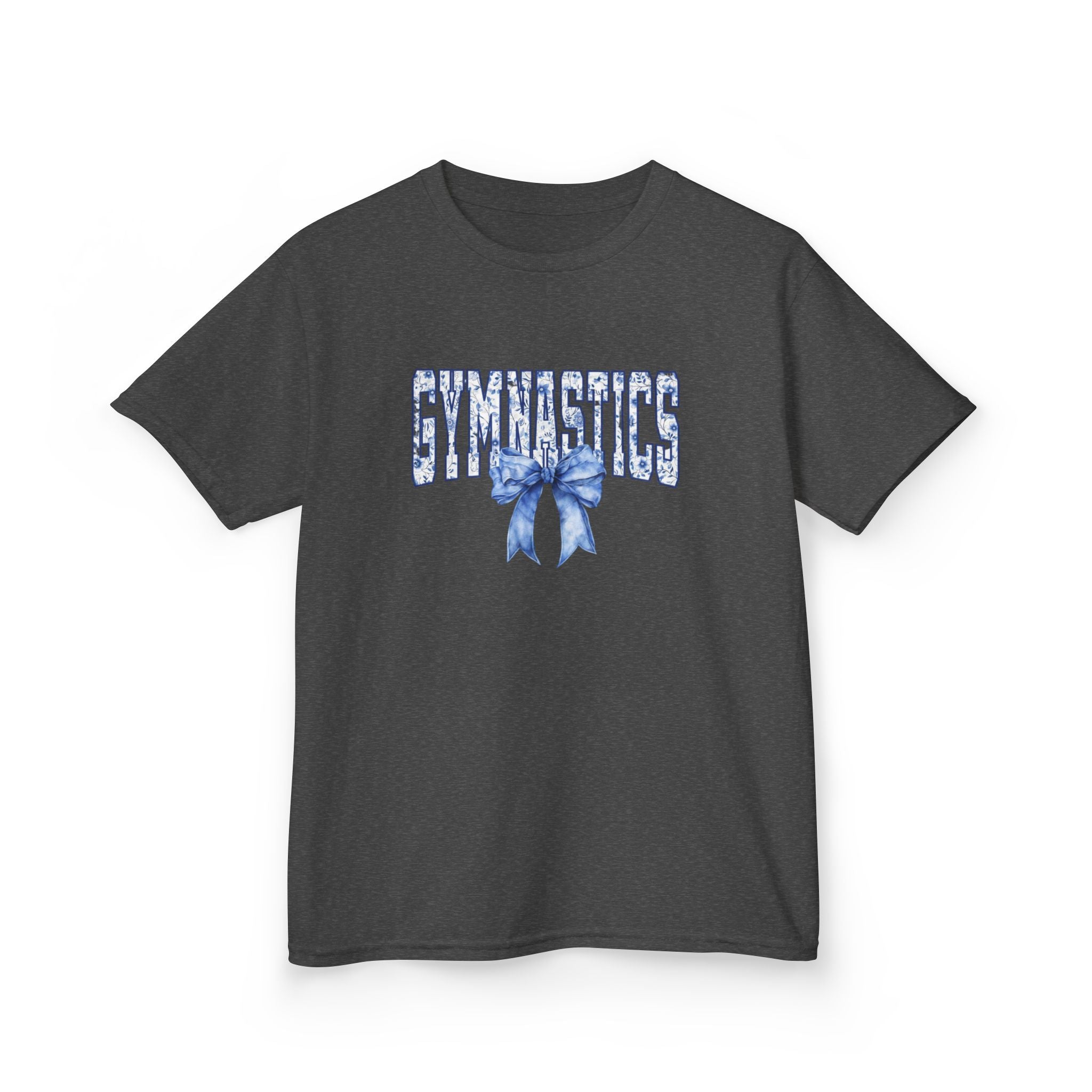 Gymnastics Kids Tee — Blue Bow Athletic Shirt for Girls