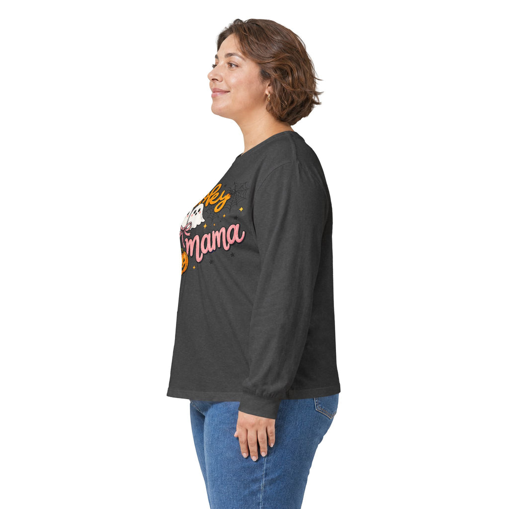 Spooky Mama Long Sleeve Tee — Cute Halloween Ghosts & Pumpkins