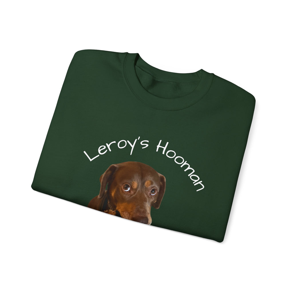 Crewneck Sweatshirt – "Leroy’s Human" Dachshund Graphic, Cute Pet Lover Gift