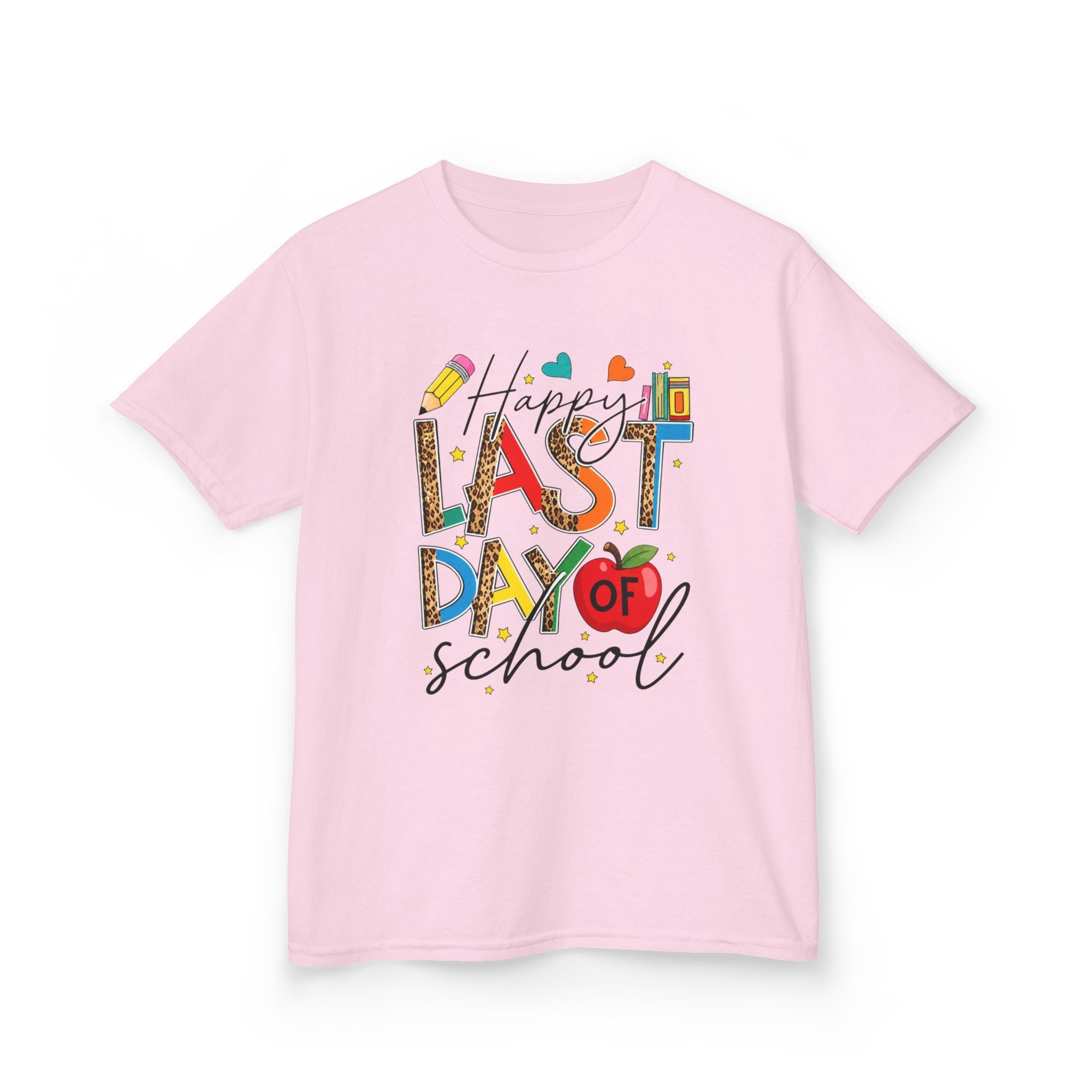 Last Day of School Kids T-Shirt – Happy Last Day of School Tee with Colorful School Icons