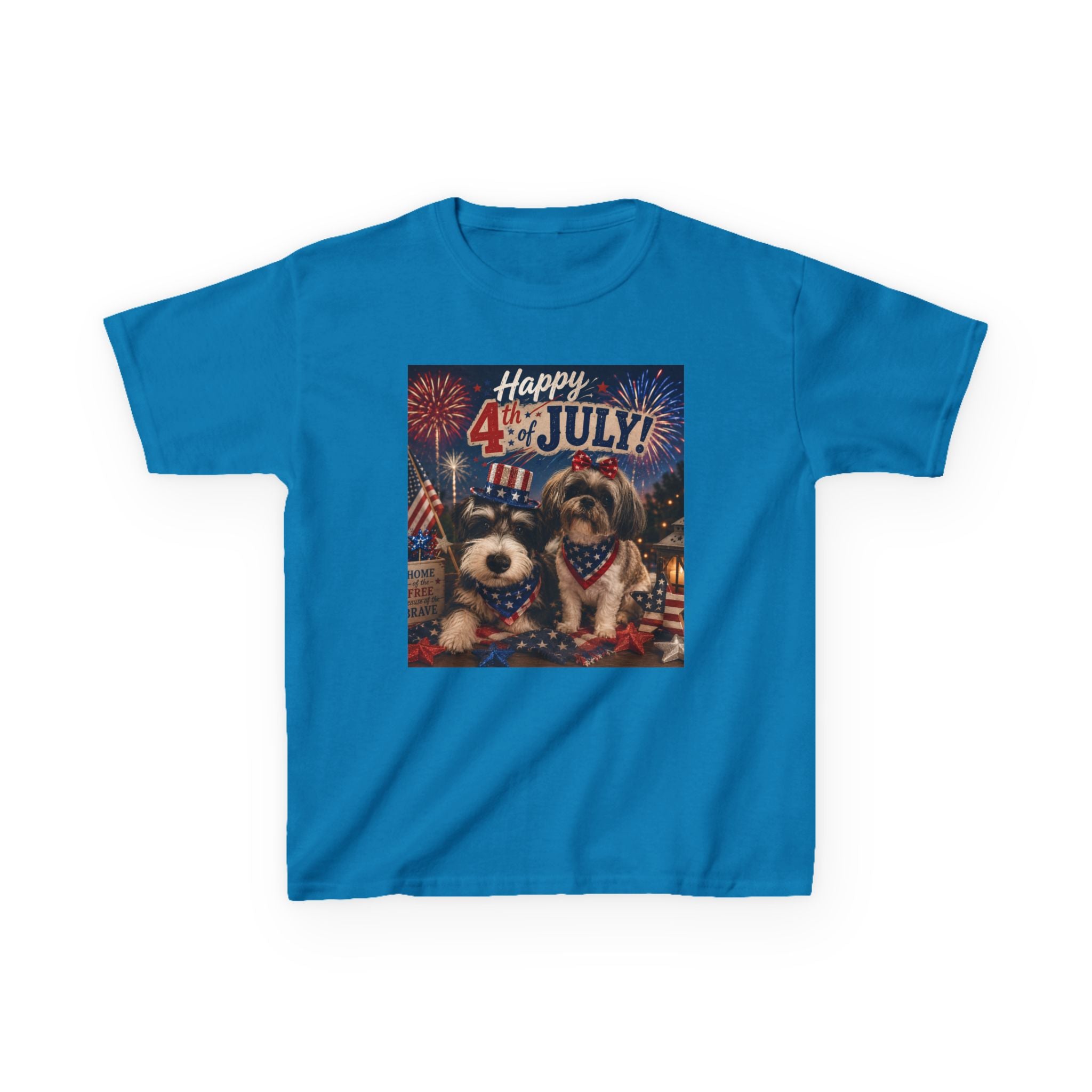 4th of July Kids Tee - Patriotic Dogs 'Happy 4th of July' Graphic Shirt
