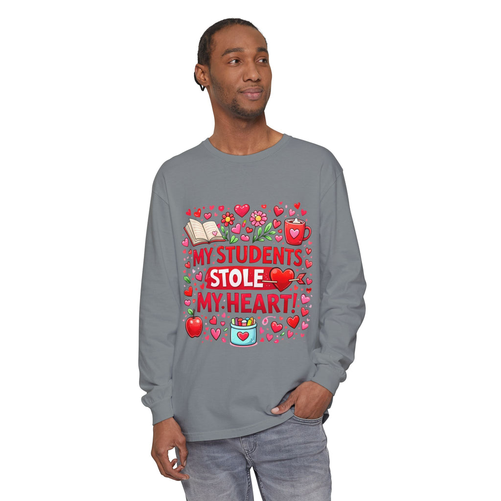 Teacher Long Sleeve Tee — “My Students Stole My Heart” Valentine’s Day Gift