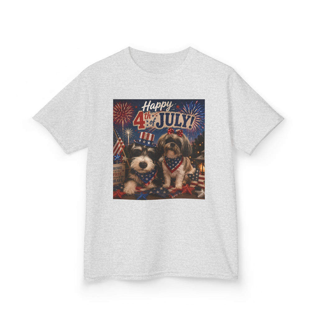 4th of July Kids Tee - Patriotic Dogs 'Happy 4th of July' Graphic Shirt