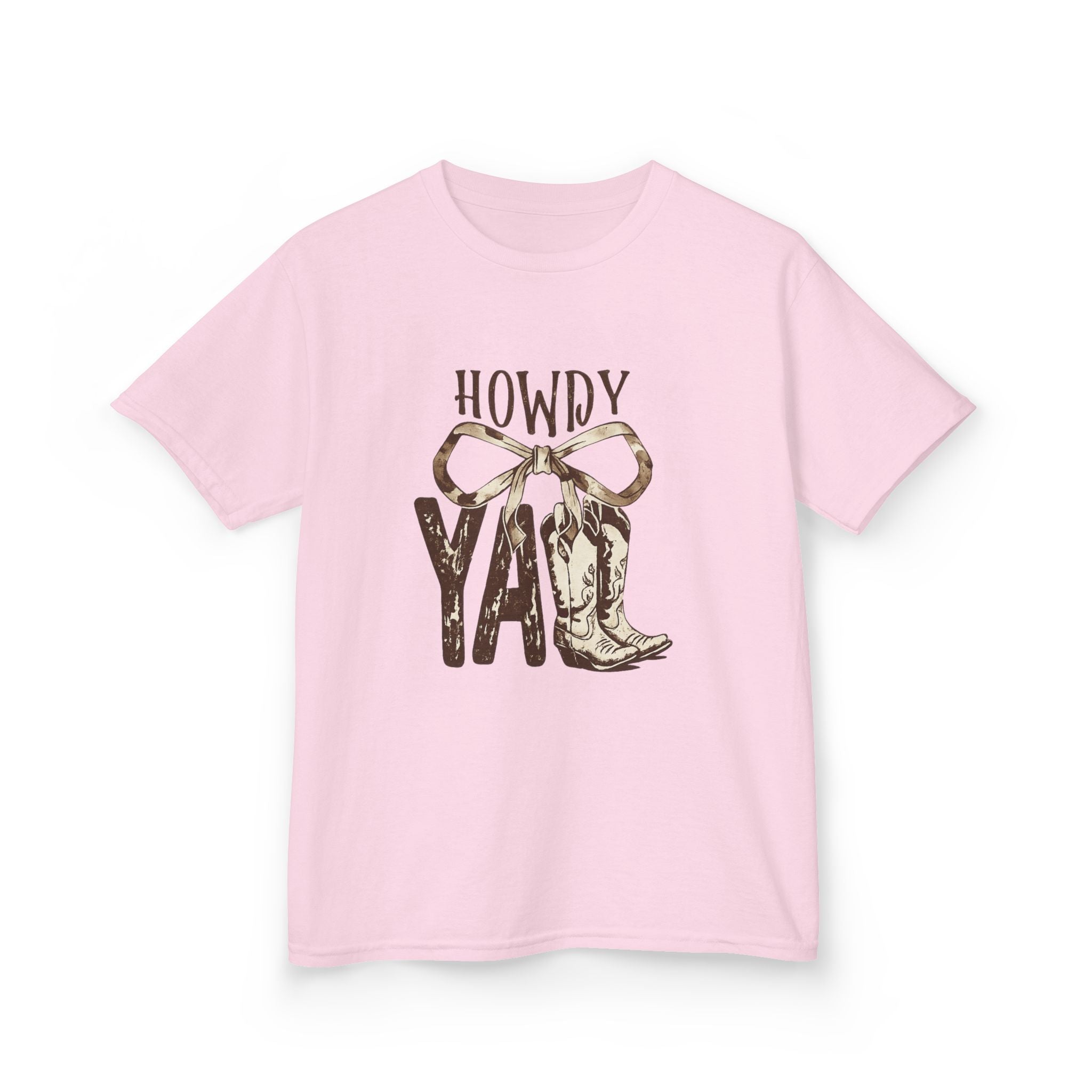 Howdy Y'all Kids T-Shirt — Western Cowboy Boot & Bow Graphic Tee