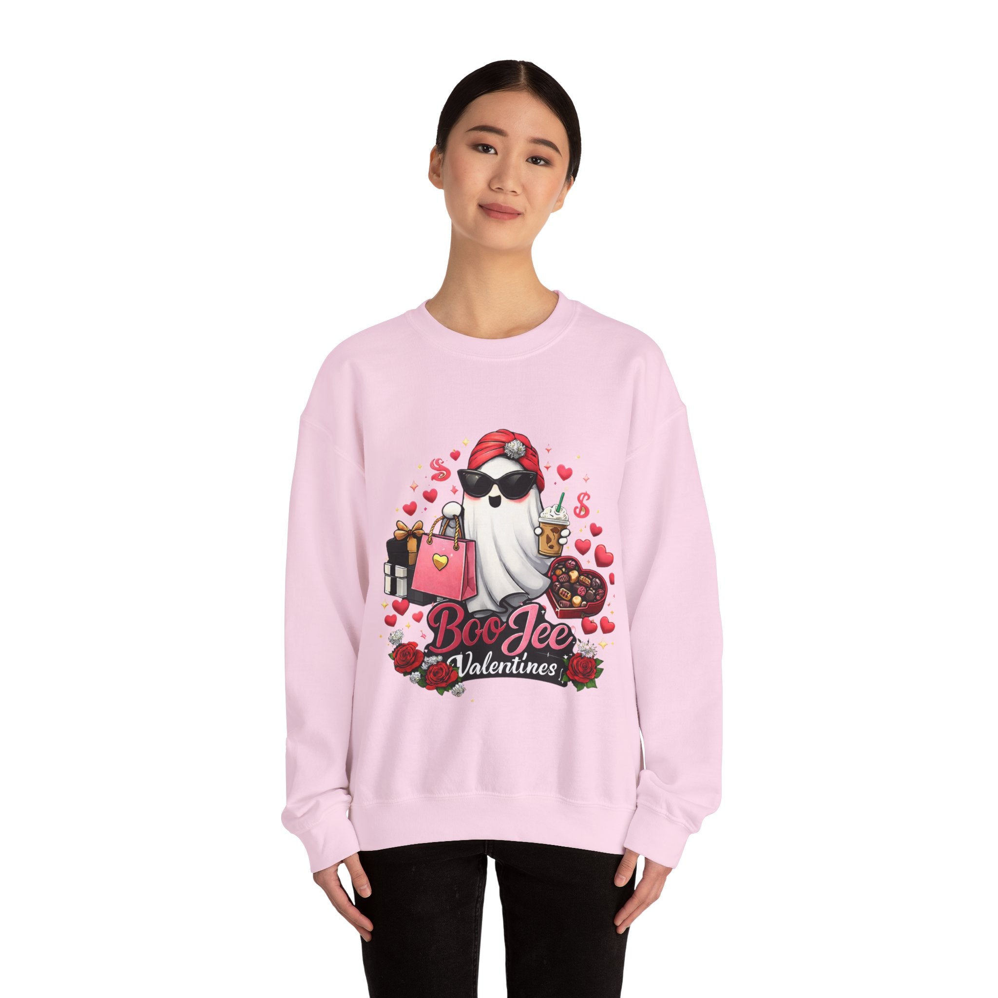 Valentine Boo Tee Sweatshirt — Cute Ghost Valentine Graphic Crewneck