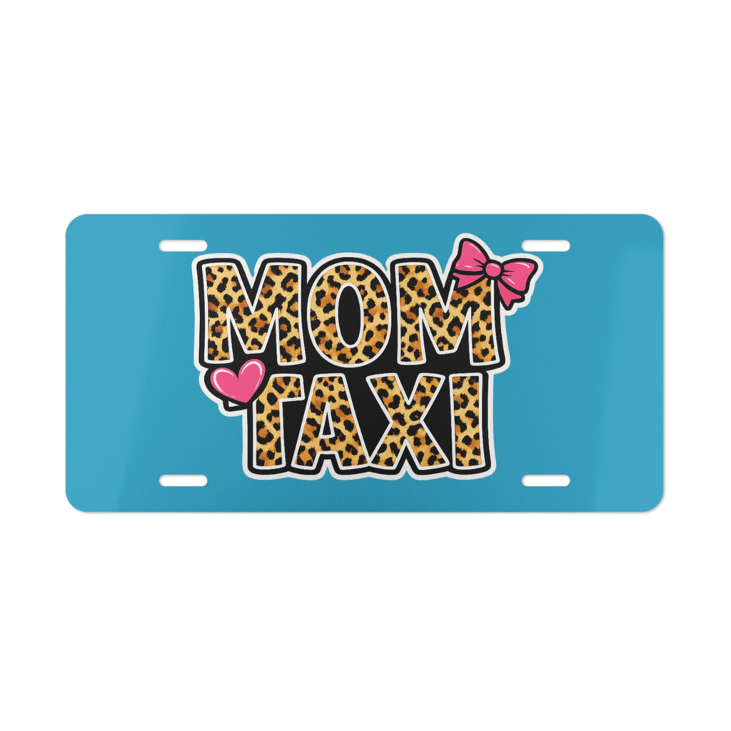 Mom Taxi Leopard Print Vanity Plate — Fun Mom Car License Plate