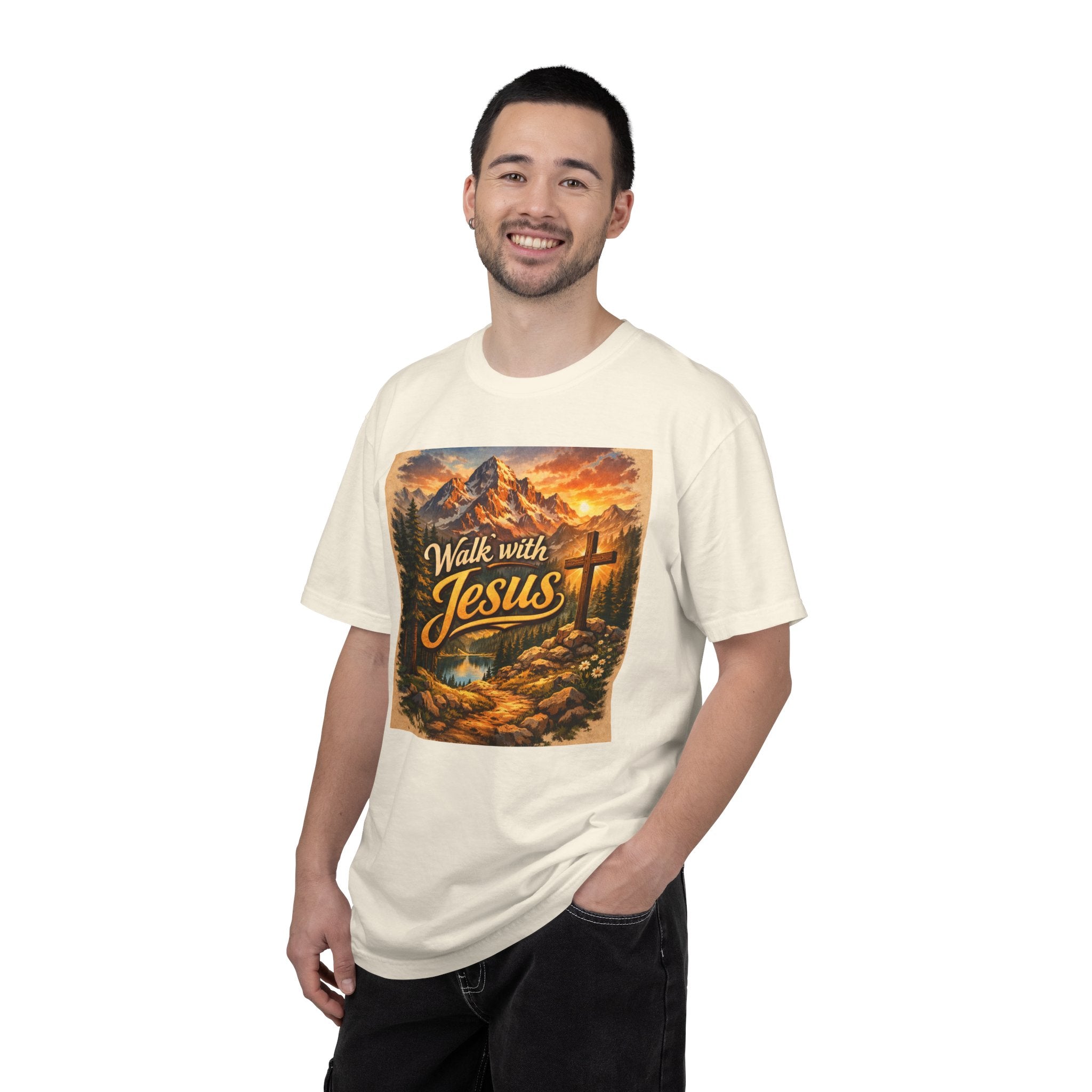 Walk with Jesus T-Shirt — Christian Faith Mountain Cross Tee