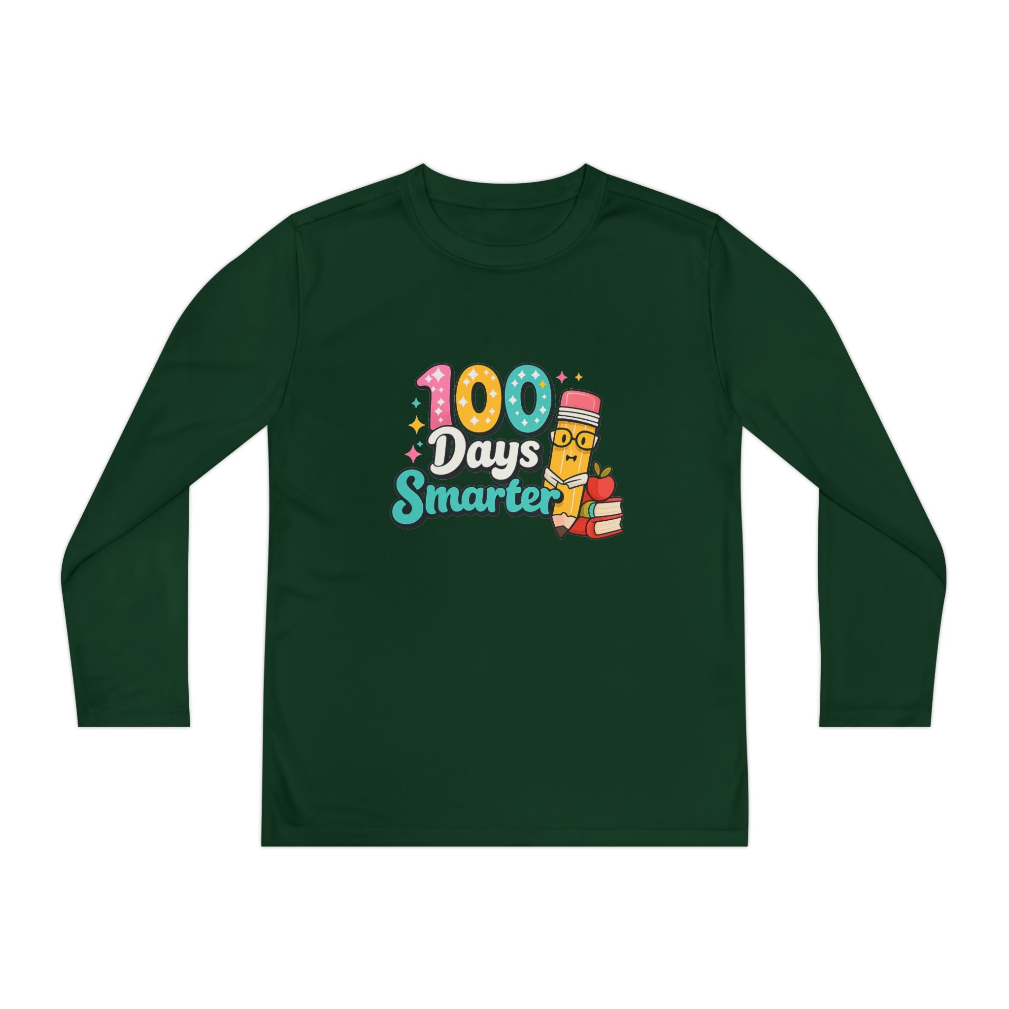 Youth Long Sleeve Tee - "100 Days Smarter" School Celebration Shirt