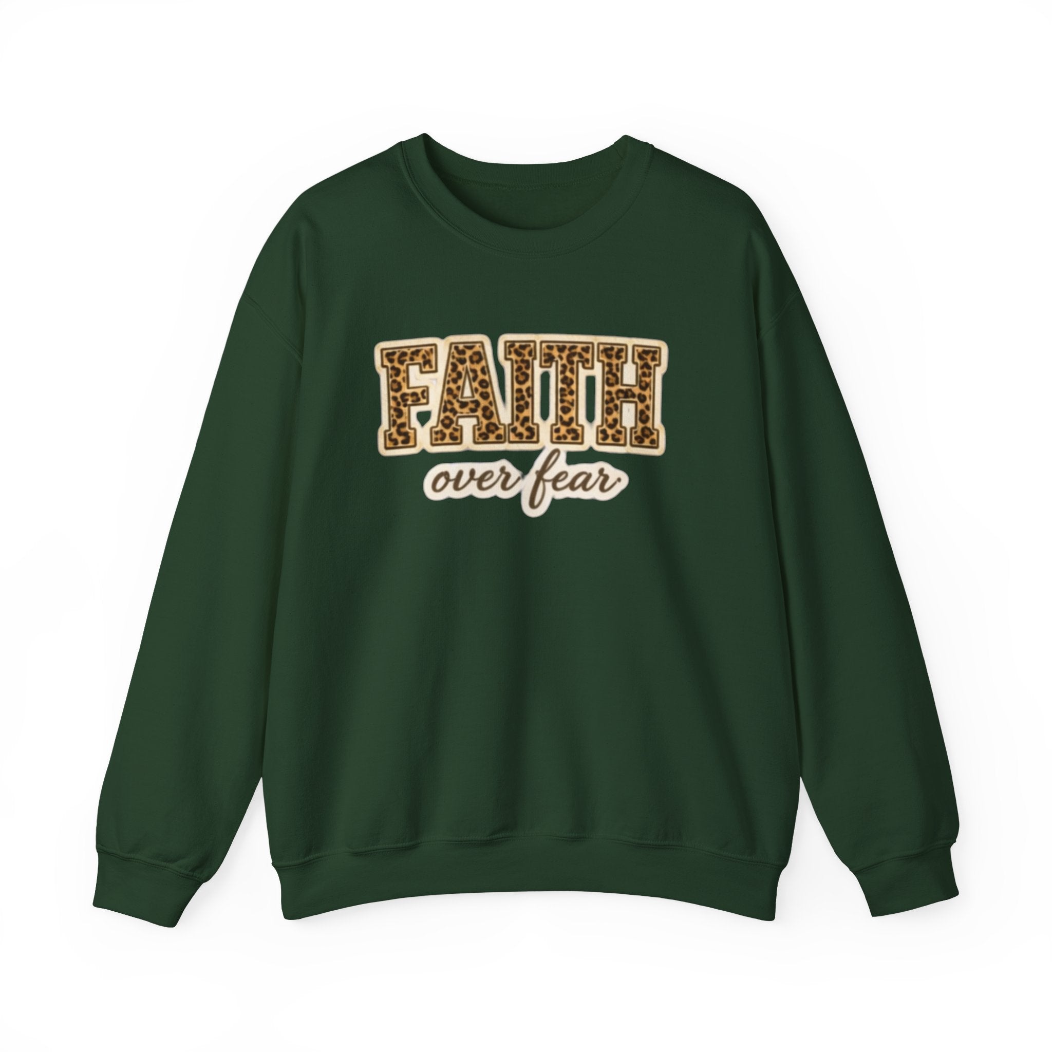 Faith Over Fear Leopard Graphic Sweatshirt