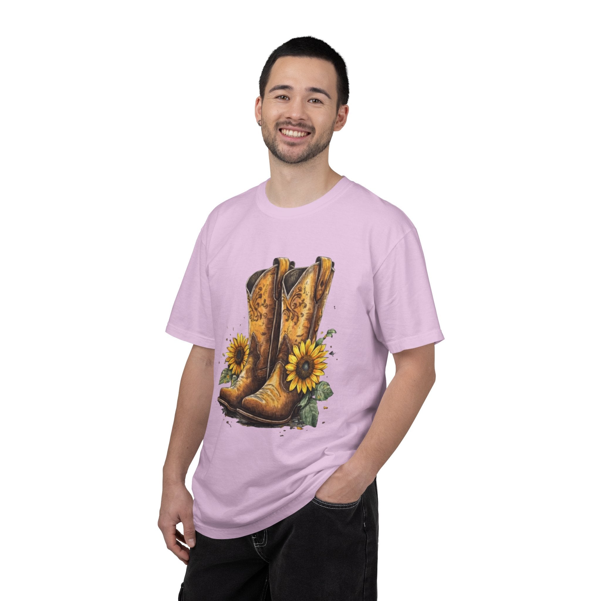 Cowgirl Boots & Sunflowers T-Shirt — Western Floral Graphic Tee