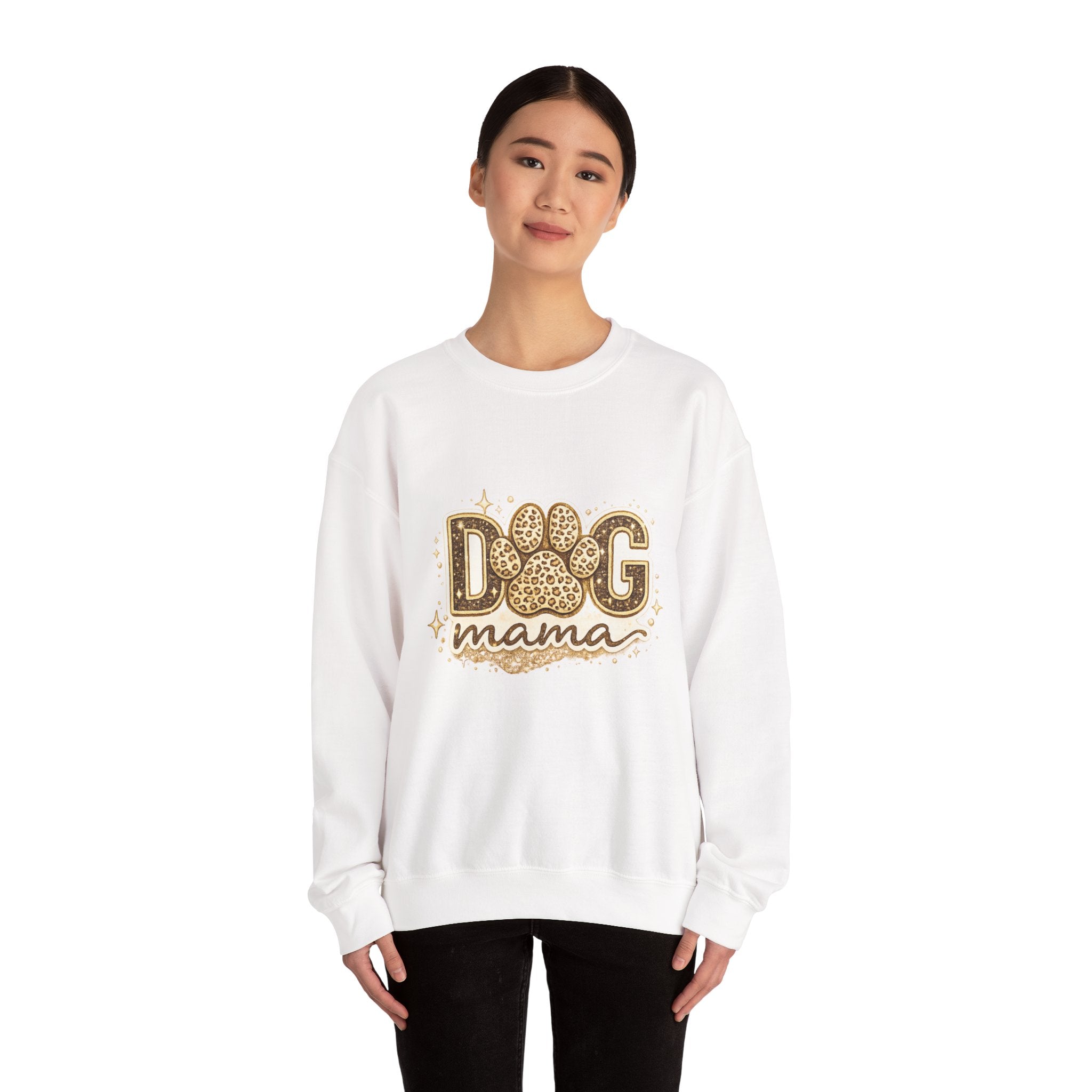Dog Mama Crewneck Sweatshirt — Leopard Paw Graphic