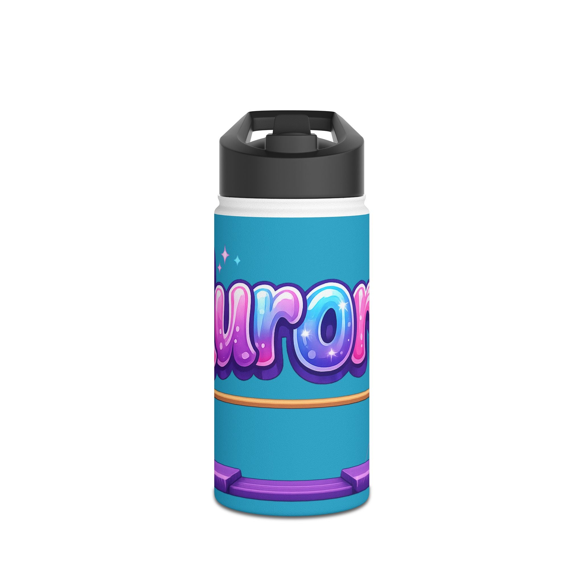 Aurora Bubble Letter Stainless Steel Water Bottle — Cute Cartoon Drink Bottle