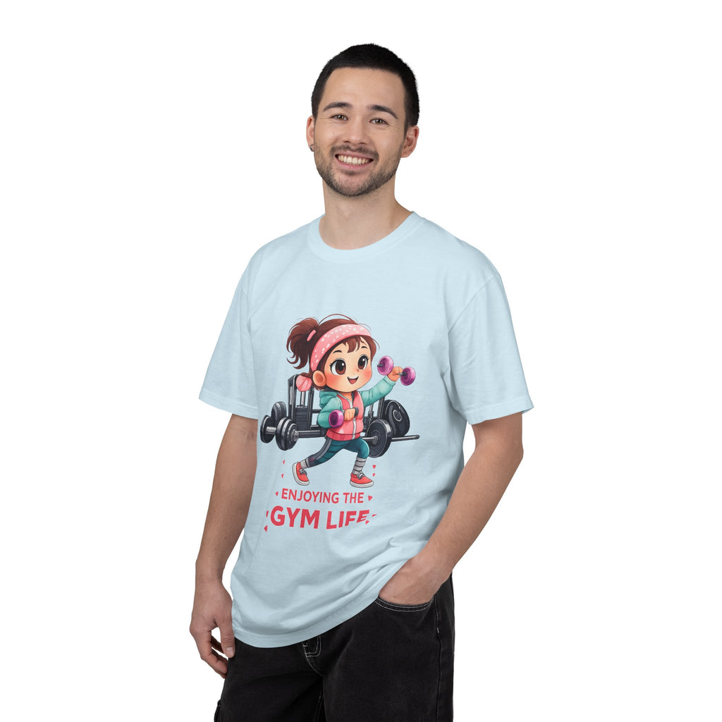 Gym Life T-Shirt — Cute Cartoon Weightlifting Tee ("Enjoying the Gym Life")