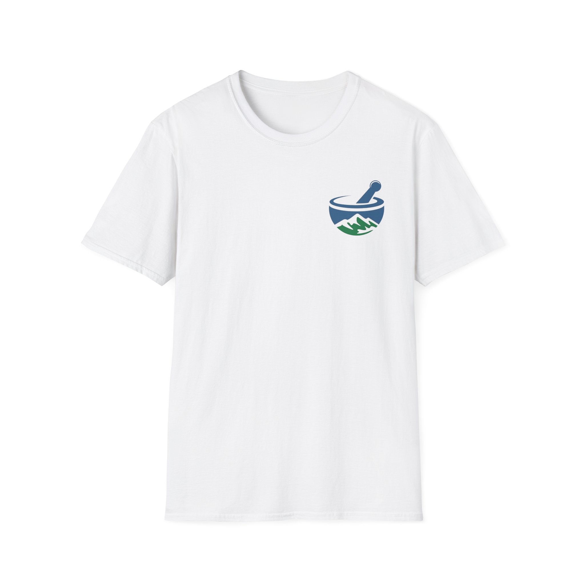 Scenic Pharmacy T-Shirt — Mountain Mortar & Pestle Logo Tee