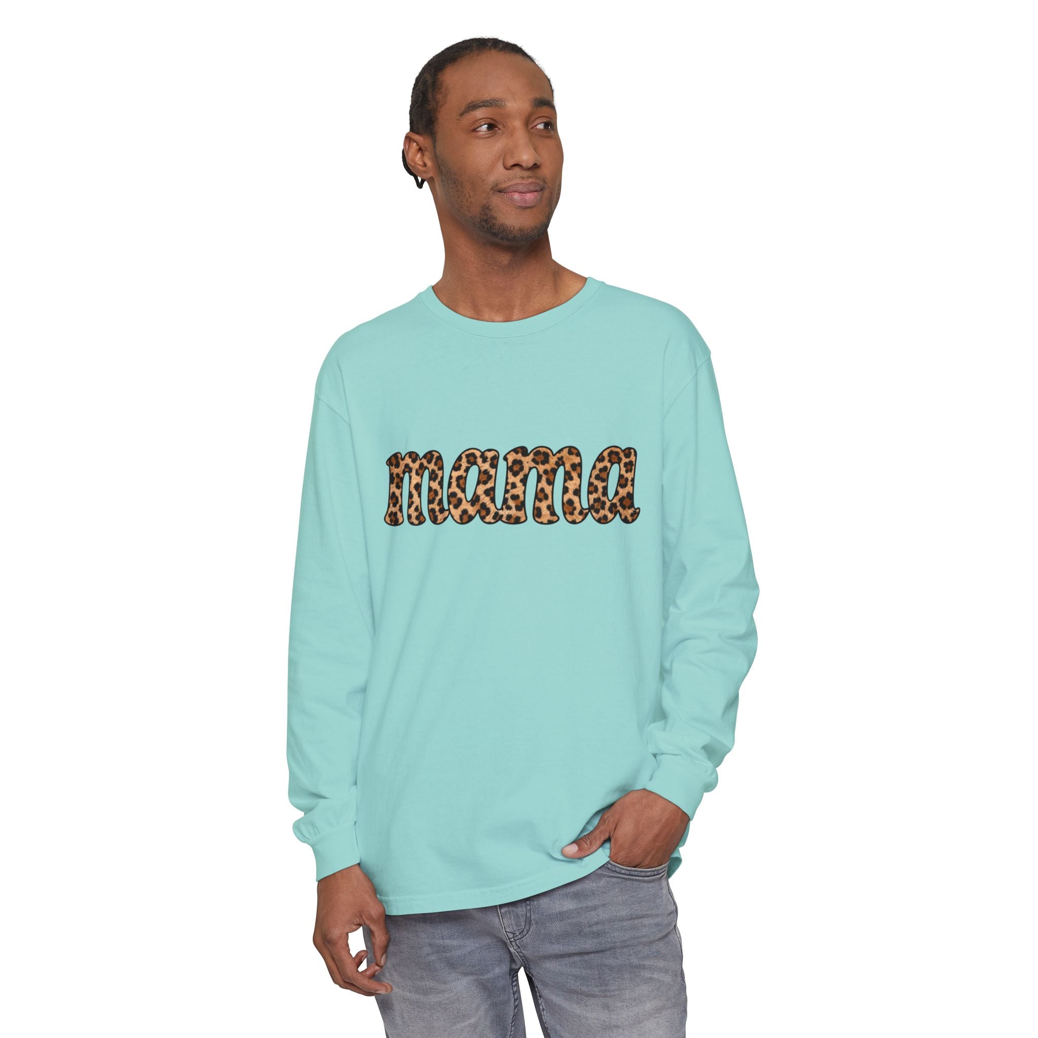 Mama Leopard Print Long Sleeve Tee