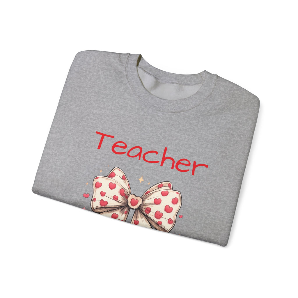 Teacher Bow Sweatshirt - Cute Heart Print Teacher Crewneck