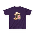 Kids Western Tee — Cowboy Hat & Boots with Pink Floral Design