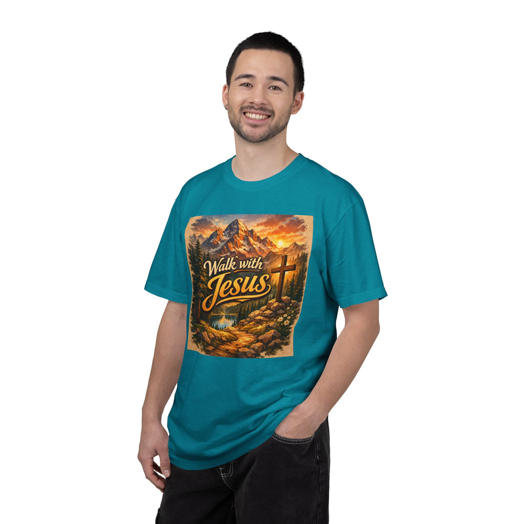 Walk with Jesus T-Shirt — Christian Faith Mountain Cross Tee